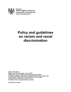 Policy and guidelines on racism and racial discrimination