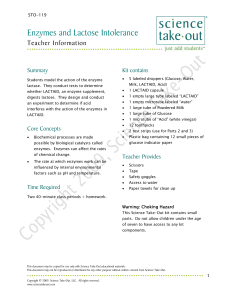 Enzymes and Lactose Intolerance - Science Take-Out