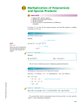 Multiplication of Polynomials and Special Products