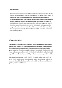 Zirconium Characteristics