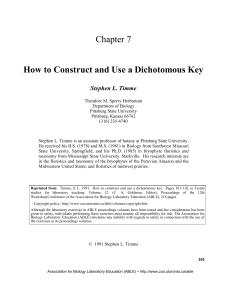 Chapter 7 How to Construct and Use a Dichotomous Key
