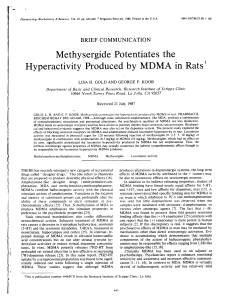 Methysergide Potentiates the Hyperactivity Produced by MDMA in