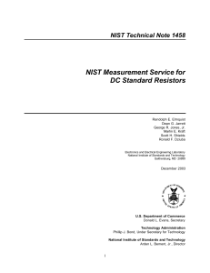 NIST Measurement Service for DC Standard Resistors