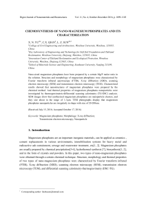 " Chemosynthesis of nano-magnesium phosphates and its