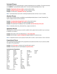 Participial Phrases Absolute Phrases Appositive Phrases