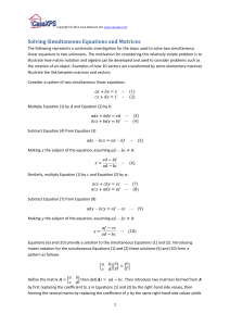 Solving Simultaneous Equations and Matrices