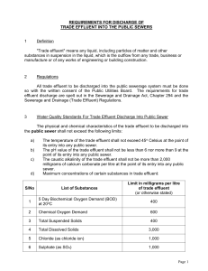 Requirements for Discharge of Trade Effluent into Public Sewer