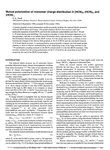 Mutual polarization of monomer charge distribution in (HCN)2, (HCN