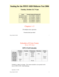 Chapters 1–5 Schedule of Crisis Centre