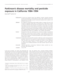 Parkinson`s disease mortality and pesticide exposure in California