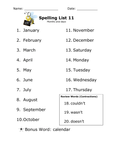 Spelling List 11 - Mr. Olson`s Page