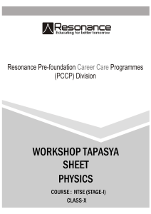 Physics - RESONANCE PCCP IDEAL for NTSE, IJSO, Olympiads