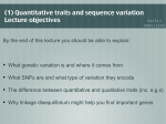 (1) Quantitative traits and sequence variation Lecture objectives