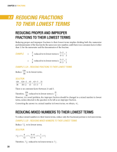 REDUCING FRACTIONS TO THEIR LOWEST TERMS