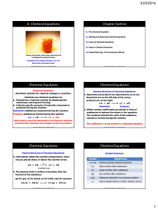 3/23/2014 1 8 Chemical Equations Chapter Outline Chemical