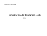 Entering Grade 8 Summer Math - Pope John Paul II Catholic Academy