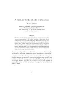A Prologue to the Theory of Deduction