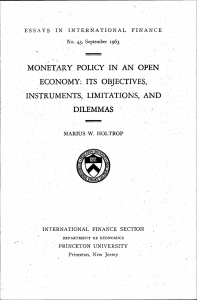 monetary policy in an open economy: its objectives instruments