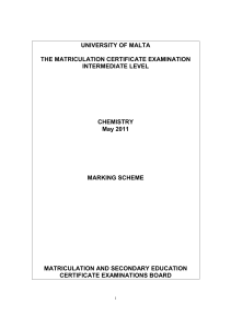 intermediate chemistry may 2011 marking scheme