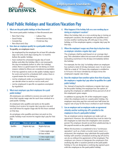 Paid Public Holidays and Vacation/Vacation Pay