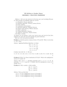 MT 430 Intro to Number Theory MIDTERM 1 PRACTICE