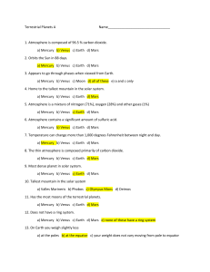 Terrestrial Planets Test Answers