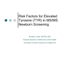 Risk Factors for Elevated Tyrosine (TYR) in MS/MS Newborn