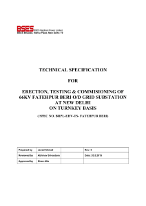 technical specification for erection, testing