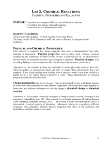 Lab 3. Chemical Reactions