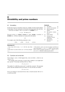 Chapter 08: Divisibility and Prime Numbers