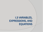 I.3 Variables, expressions, and equations