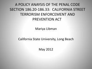 a policy anaysis of the penal code section 186.20