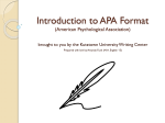 Introduction to APA Format - The Kutztown University Writing Center
