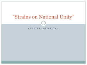 Strains on National Unity