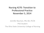 Nursing 4270: Transition to Professional Practice Autumn 2014