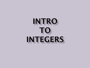Intro to Integers - POWER POINT