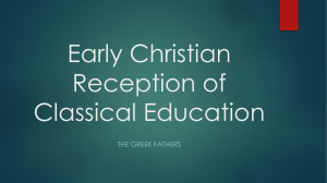 Early Christian Reception of Classical Education