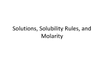 Solutions, Solubility Rules, and Molarity File