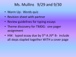Ms. Mullins 9/29 and 9/30 - MsMullinsEnglish 9 Honors