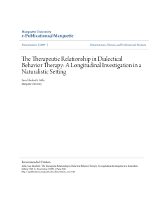 The Therapeutic Relationship in Dialectical Behavior Therapy: A