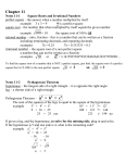 Chapter 11 Square Roots, Pythagorean Theorem