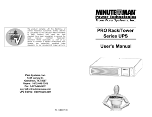 PRO Rack/Tower Series UPS User`s Manual