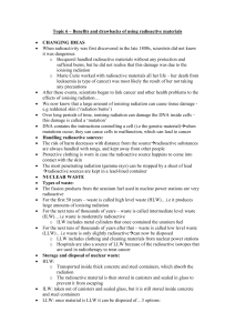 Topic 6 – Benefits and drawbacks of using radioactive materials