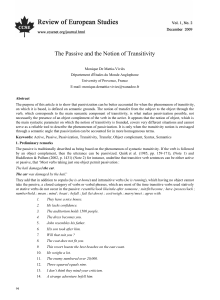 The Passive and the Notion of Transitivity