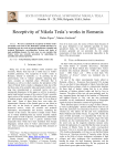 Receptivity of Nikola Tesla`s works in Romania