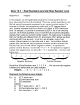 Sect 10.1 – Real Numbers and the Real Number Line