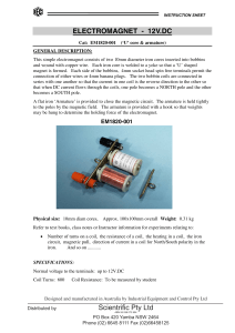 Electromagnet 12V DC, Instruction Sheets