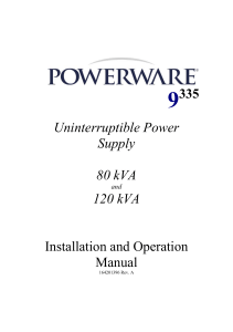 Uninterruptible Power Supply 80 kVA 120 kVA Installation and