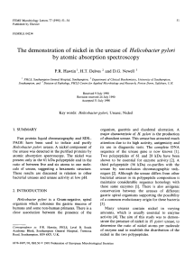 The demonstration of nickel in the urease of Helicobacter pylori by