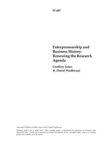 Entrepreneurship and Business History